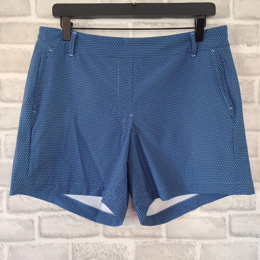Spanx Sunshine Shorts Women Large Geo Scape PullOn Blue UPF 50+